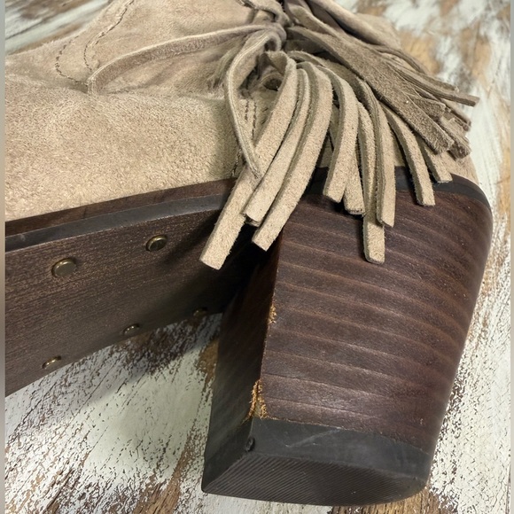 Sam Edelman Louie Western Fringe Suede Ankle Booties - Boho Beige - Picture 5 of 15